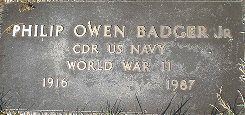 Philip O. Badger, Jr. Grave Marker