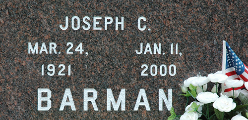 Joseph C. Barman Grave Marker