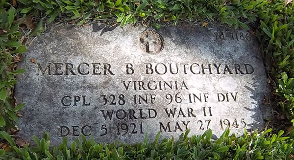 Mercer B. Boutchyard Grave Marker