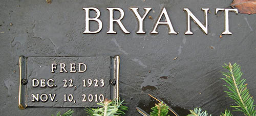 Fred Bryant Grave Marker
