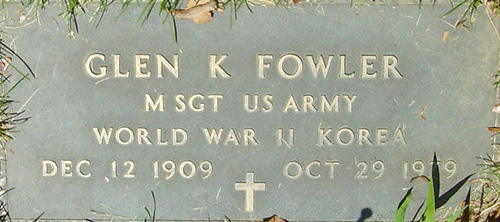 Glen K. Fowler Grave Marker