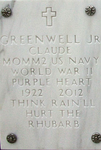 Claude Greenwell Grave Marker