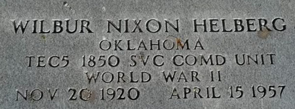 Wilbur N. Helberg Grave Marker