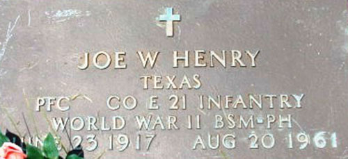 Joe W. Henry Grave Marker