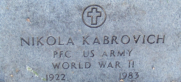 Nikola Kabrovich Grave Marker