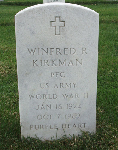 Winfred R. Kirkman Grave Marker