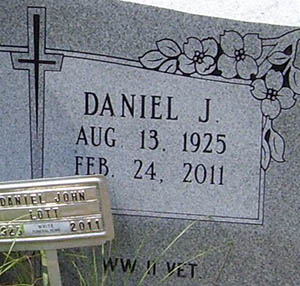 Daniel J. Lott Grave Marker