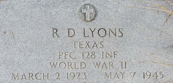 R.D. Lyons Grave Marker