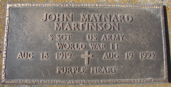 John M. Martinson Grave Marker