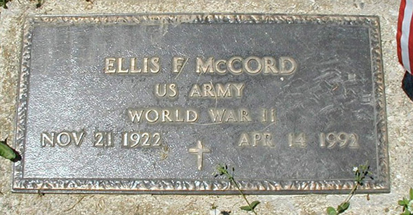 Ellis F. McCord Grave Marker