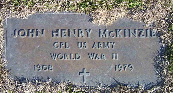 John H. McKinzie Grave Marker