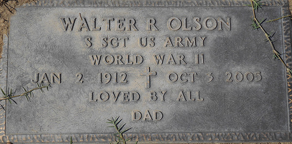 Walter R. Olson Grave Marker