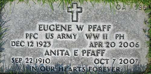 Eugene W. Pfaff Grave Marker