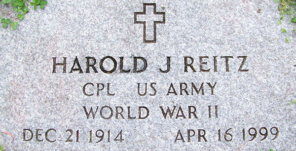 Harold J. Reitz Grave Marker