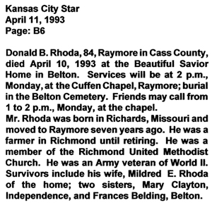 Donald B. Rhoda Obituary