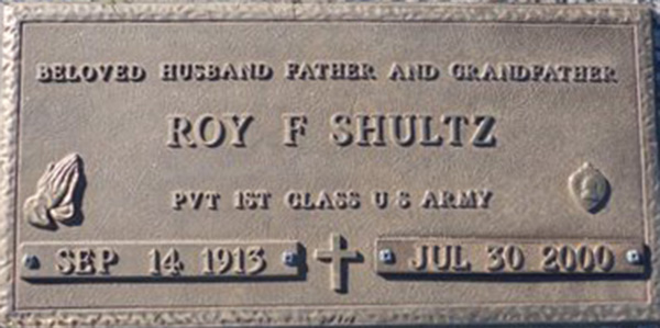 Roy F. Shultz Grave Marker