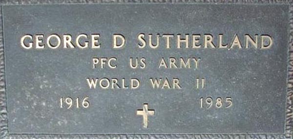 George D. Sutherland Grave Marker