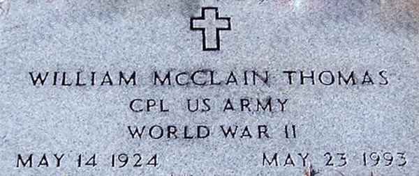 William M. Thomas Grave Marker