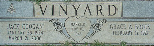 Jack C. Vinyard Grave Marker