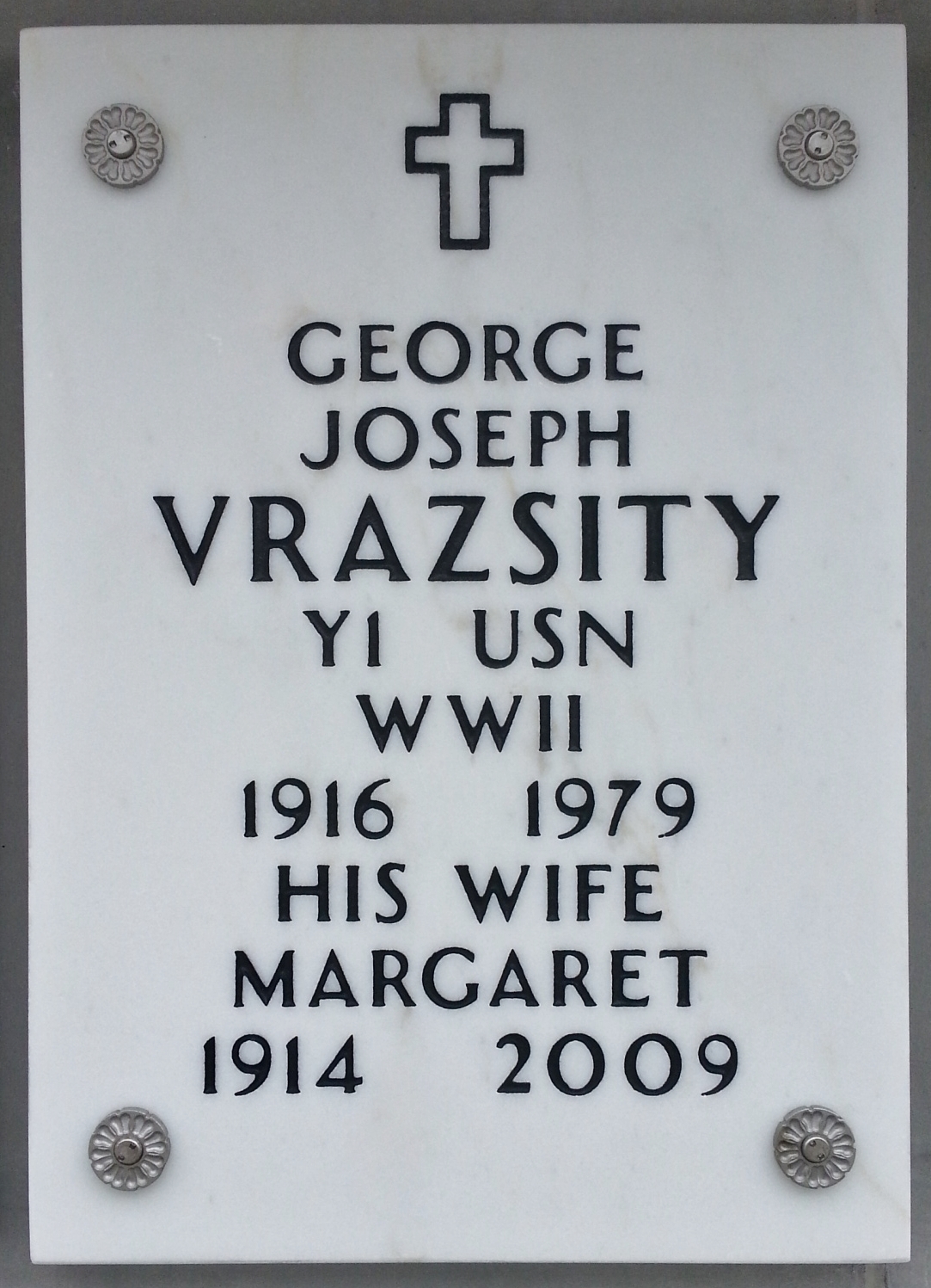 George J. Vrazsity Grave Marker