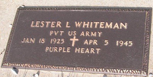Lester L. Whiteman Grave Marker