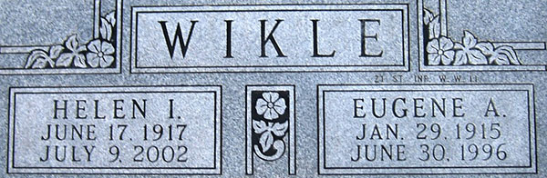 Eugene A. Wikle Grave Marker