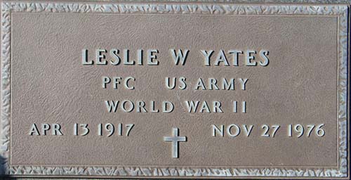 Leslie W. Yates Grave Marker