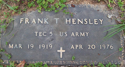 frank hensley Grave marker