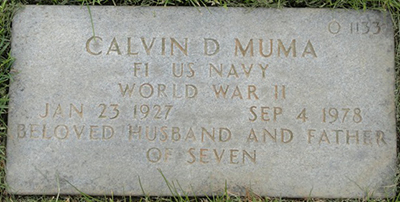 calvin d muma grave marker