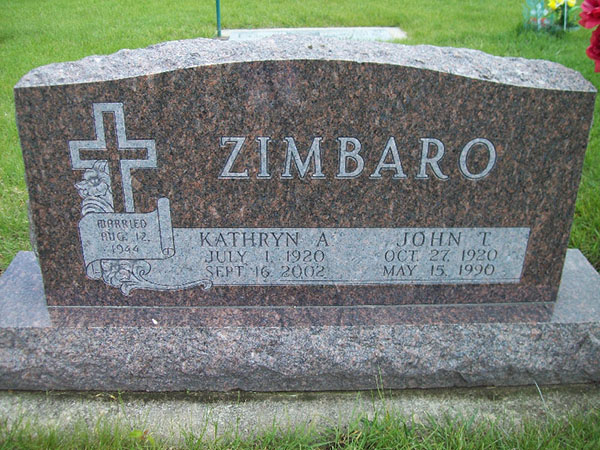 John T. Zimbaro grave marker